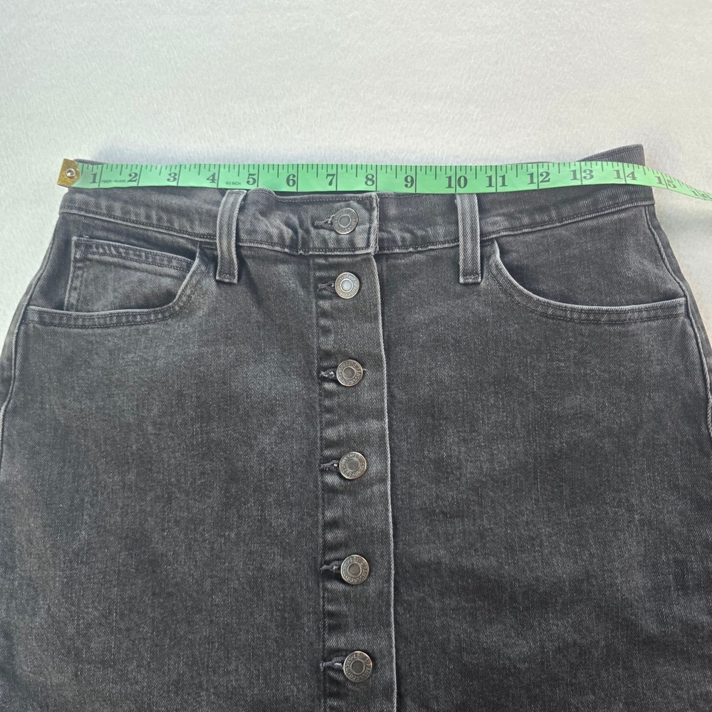 Levis Womens Button Front Denim Midi Skirt Charcoal Grey Faded Black Size 29 - Picture 6 of 8